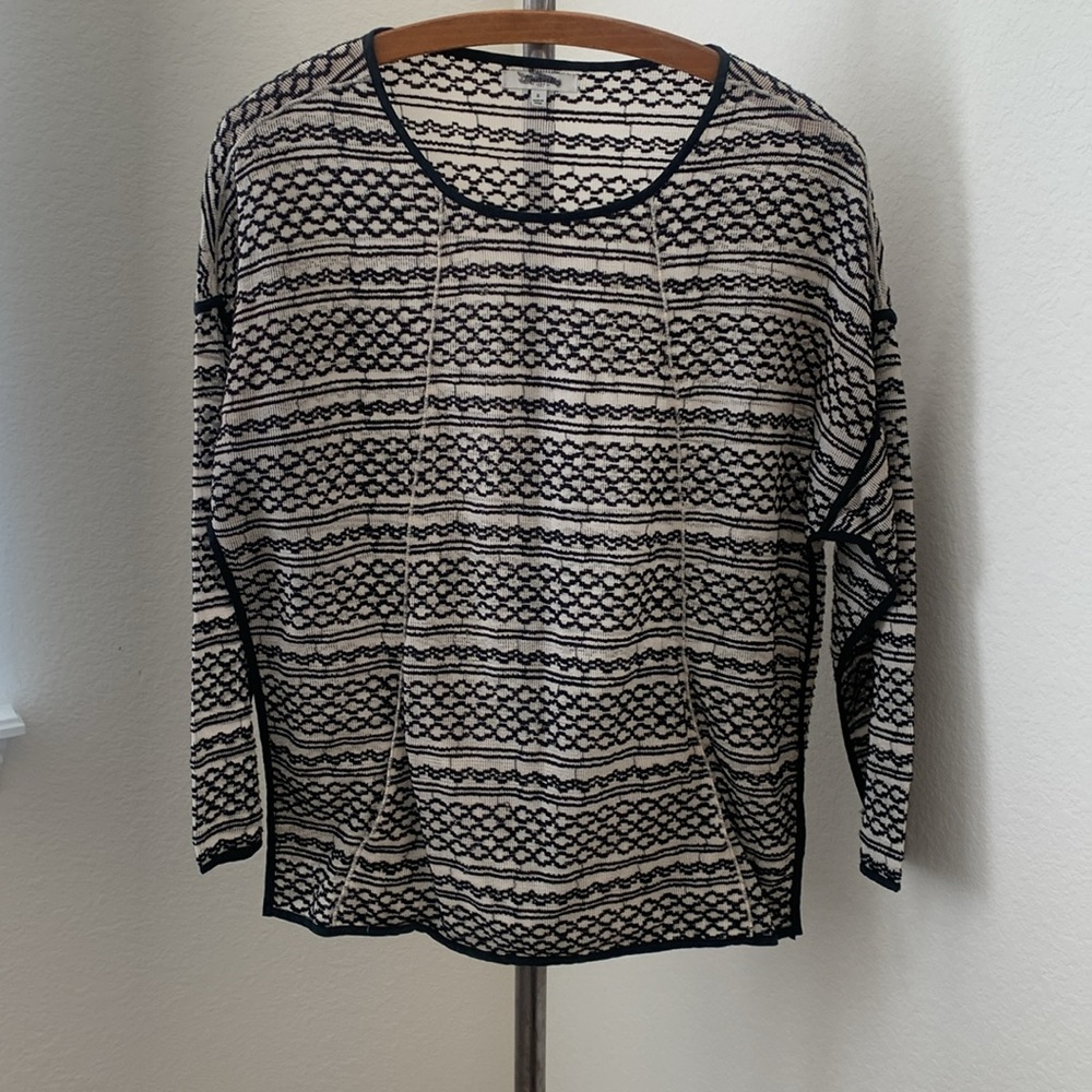Madewell sz S cream black open weave pocket layer top lagenlook EUC boho beach
